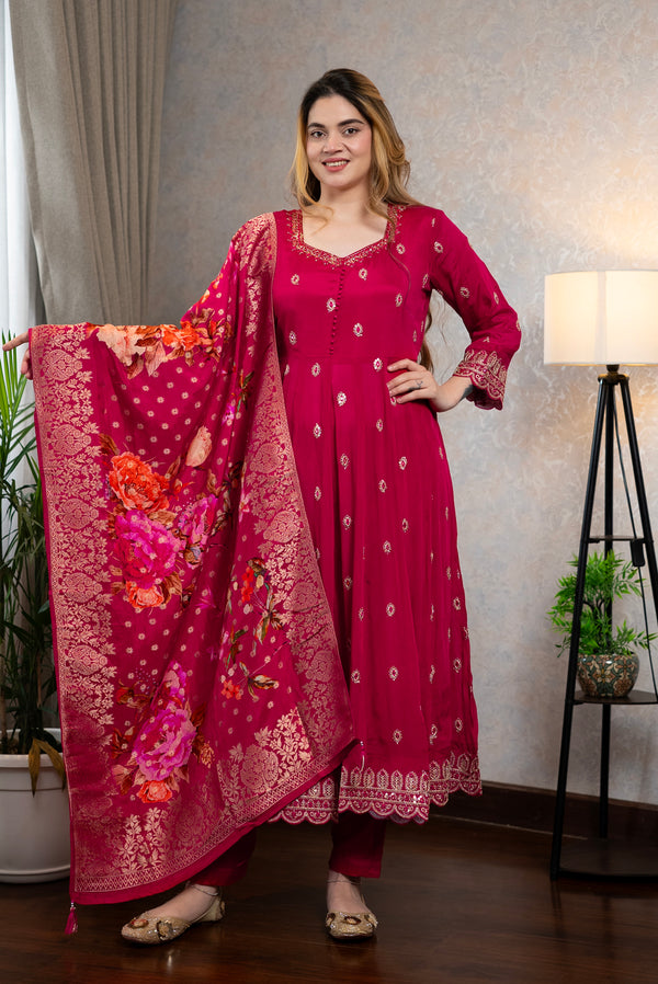 Fuchsia Anarkali Suit Set