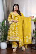 Mustard Pure Cotton A Line Suit Set