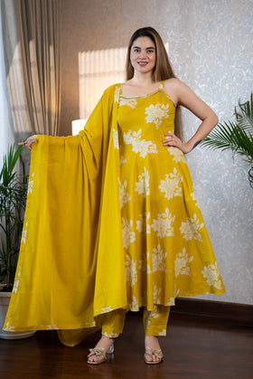 Yellow Anarkali Suit Set
