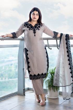 Taupe Kashmiri Design Suit Set
