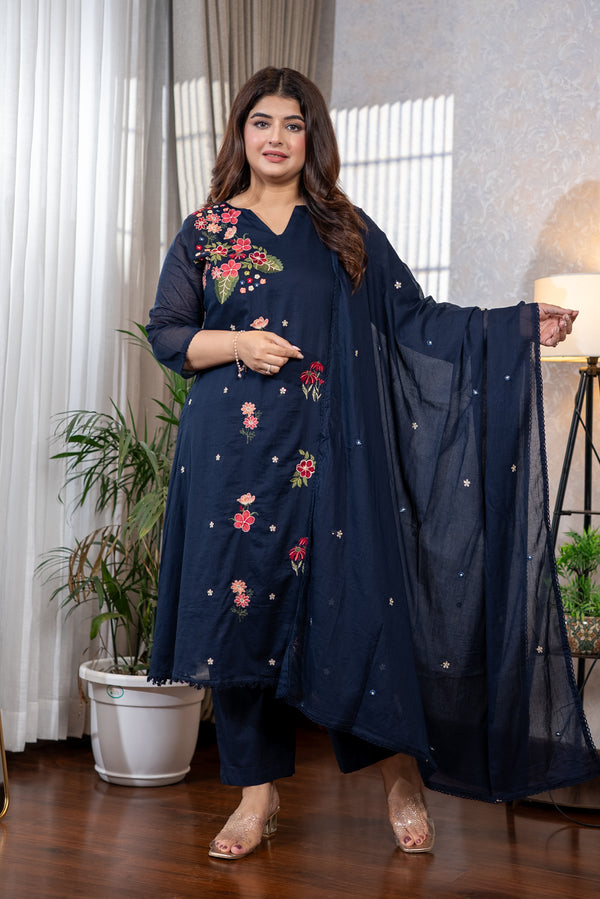 Navy Wildflower Suit Set