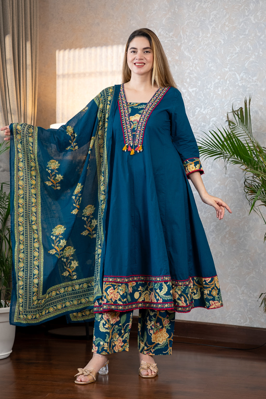 Blue Anarkali Suit Set