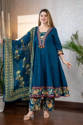 Blue Anarkali Suit Set