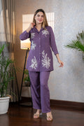 Purple Cotton Linen Co-ord Set