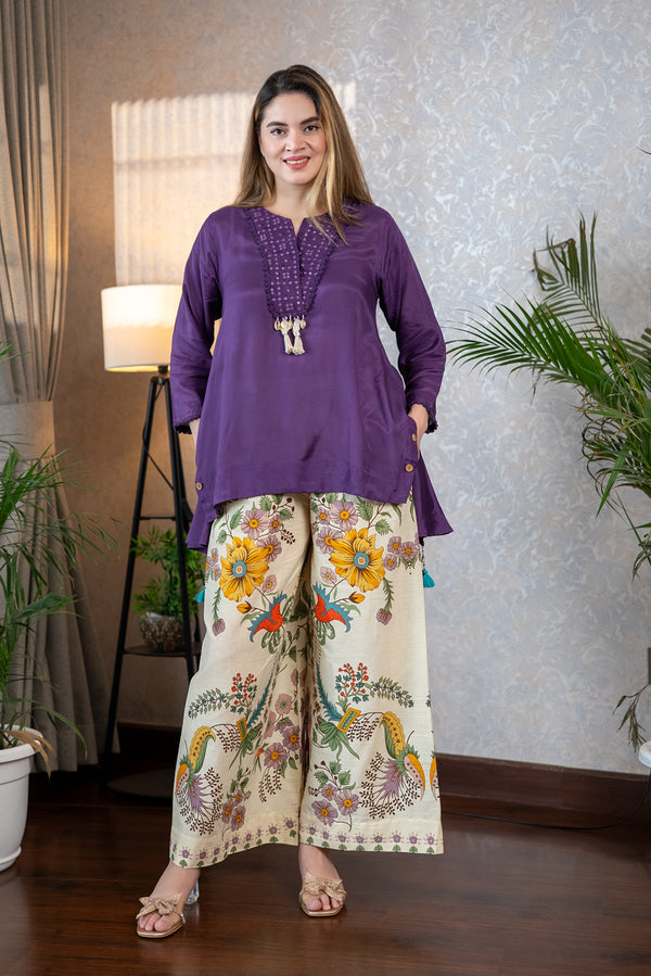 Purple Floral Print Co-ord Set