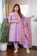 Purple Pure Cotton A Line Suit Set