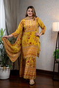 Mustard Crepe Kurta Set
