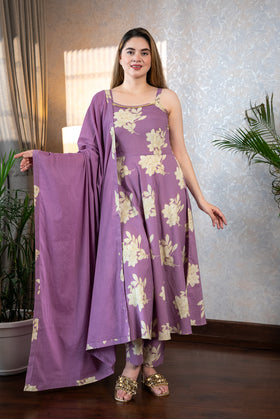Lilac Anarkali Suit Set