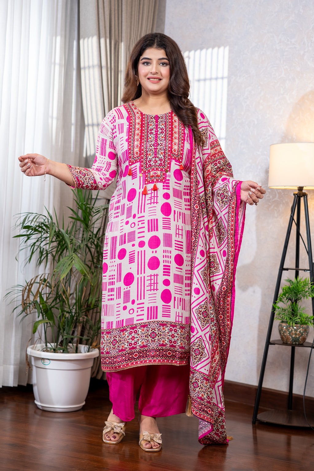 Pink Muslin Suit Set