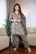 Farshi Salwar Chocolate Brown Print Suit Set