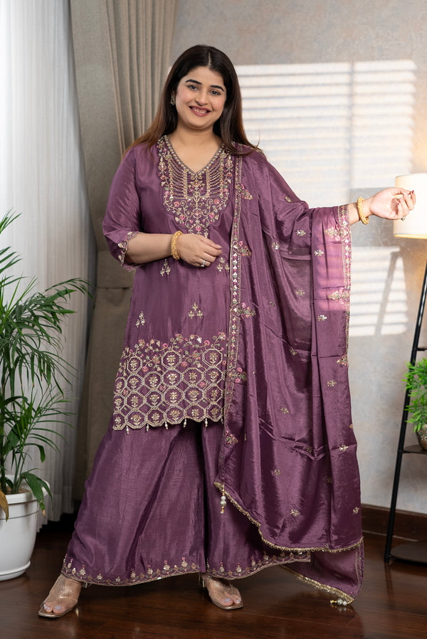 Mauve Sequin Kurta Set