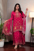 Red Crepe Sharara Set