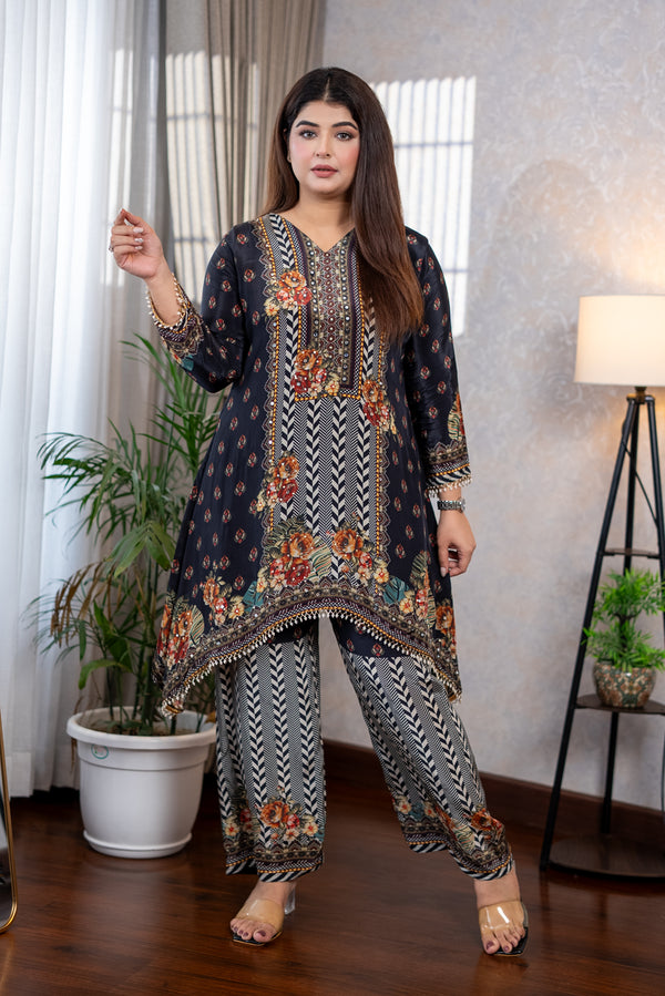 Charcoal Black Bloom Co-ord Set