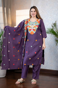 Purple Kashmiri Embroidered Suit Set