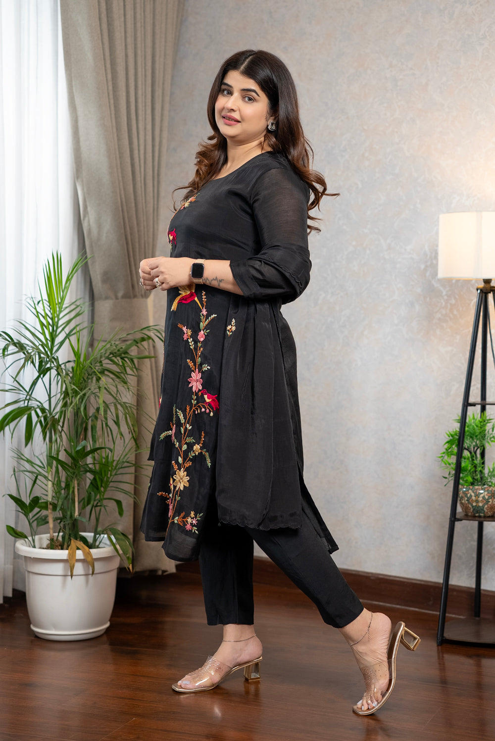 Handwork Mul Chanderi Kurta Set