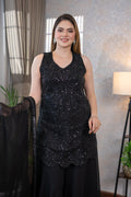 Black Georgette Sequin Sharara Suit Set