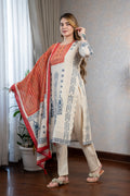 White Block Print Kurta Set