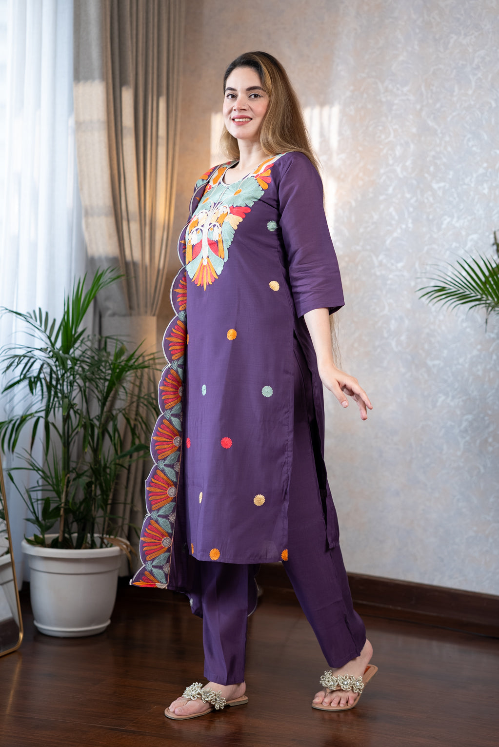 Purple Kashmiri Embroidered Suit Set