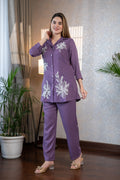 Purple Cotton Linen Co-ord Set