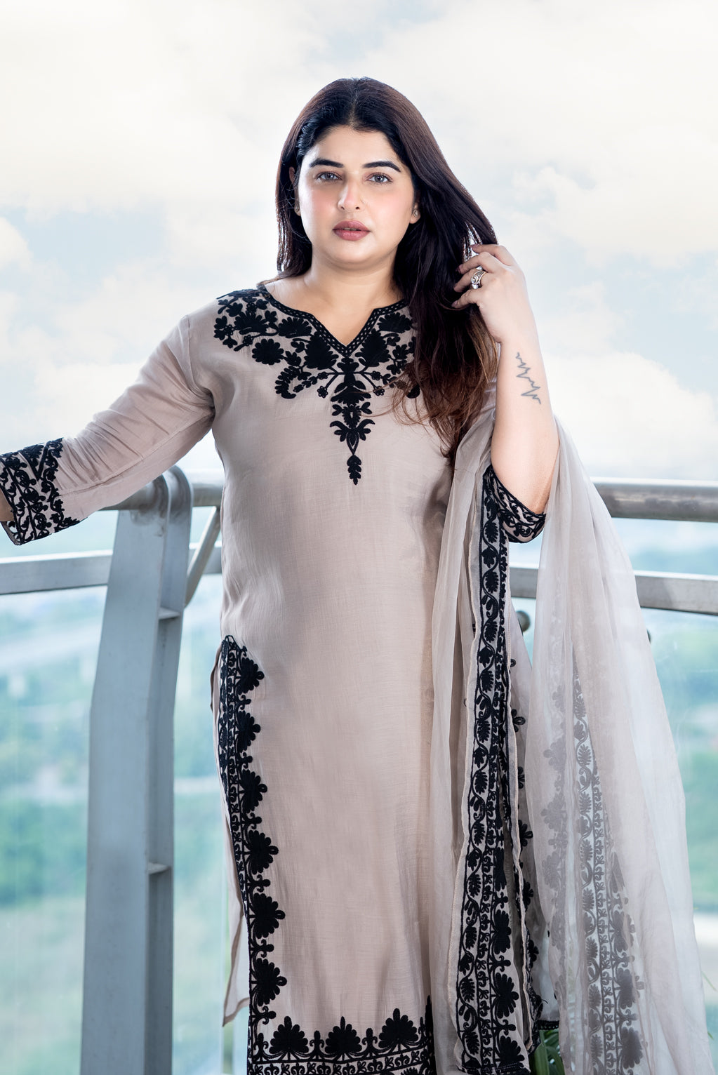 Taupe Kashmiri Design Suit Set