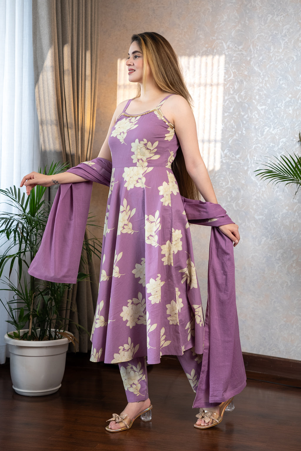 Lilac Anarkali Suit Set