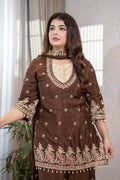 Chocolate Brown Embroidered Suit Set