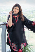Black Red Bell-Sleeve Embroidered Suit Set