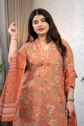 Orange Floral Kurta Set