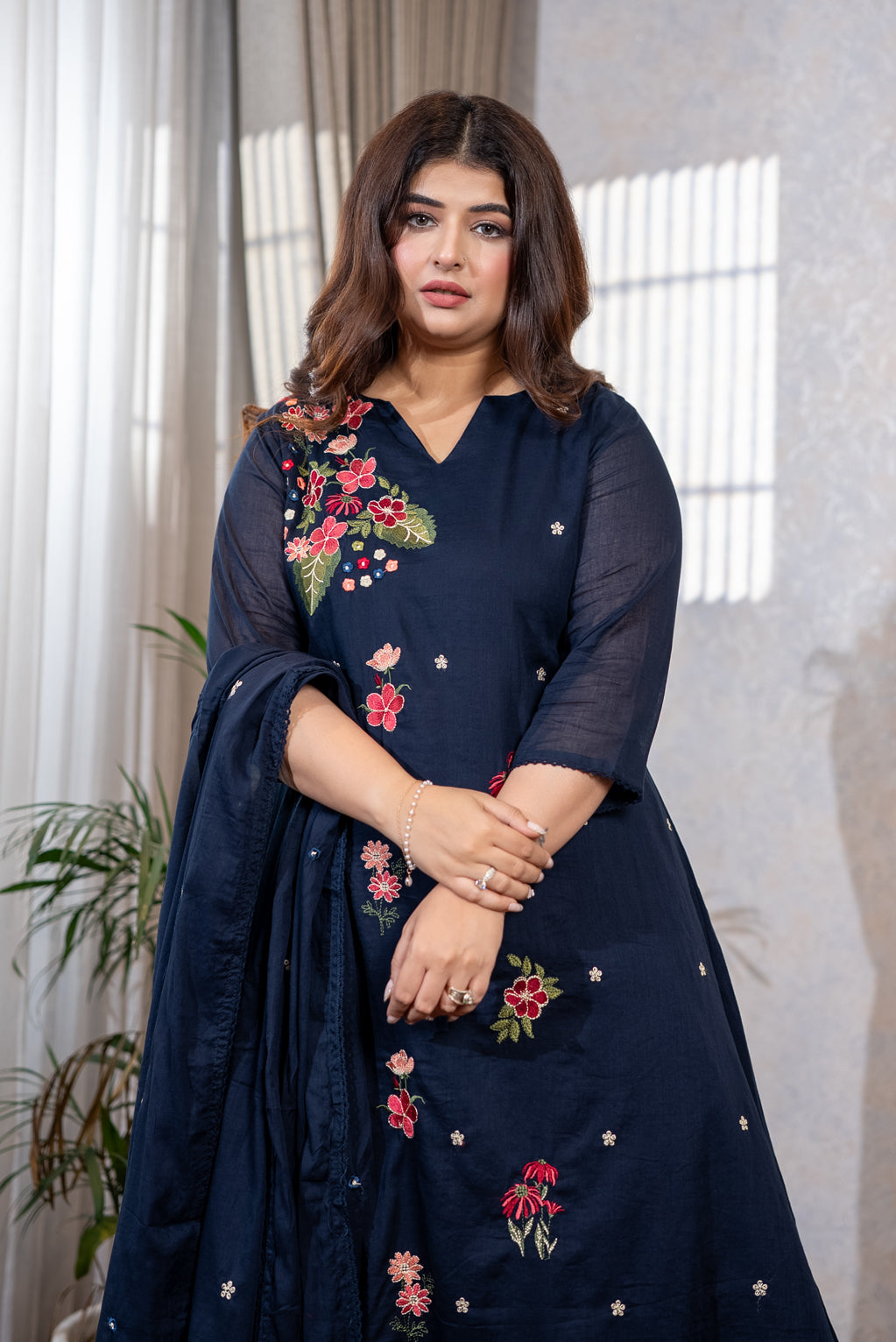 Navy Wildflower Suit Set