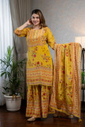 Mustard Crepe Kurta Set