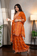 Orange Crepe Sharara Set