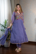 Purple Chanderi Kurta Set