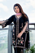 Midnight Blossom Embroidered Suit Set