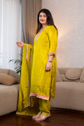 Yellow Silk Embroidered Suit Set