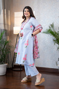 Sky Pure Cotton A Line Suit Set