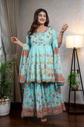 Aqua Skirt Suit Set