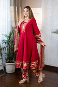 Red Anarkali Suit Set