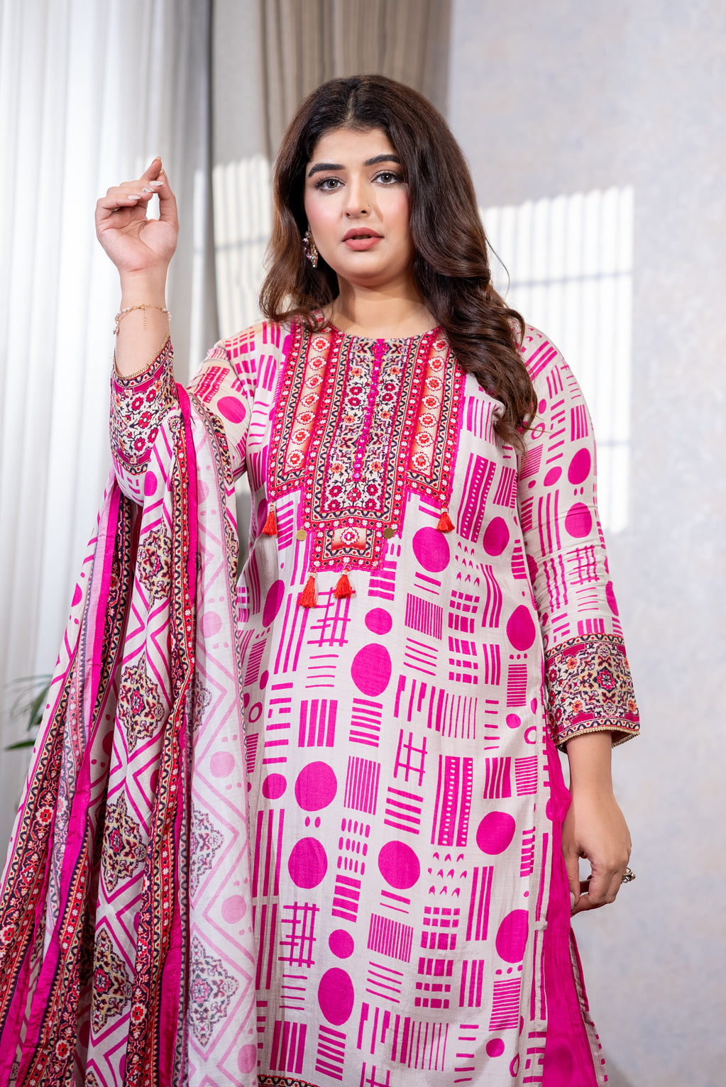 Pink Muslin Suit Set
