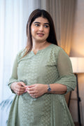 Sage Green Lucknowi Embroidery Suit Set