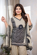 Black & Beige Zigzag Suit Set