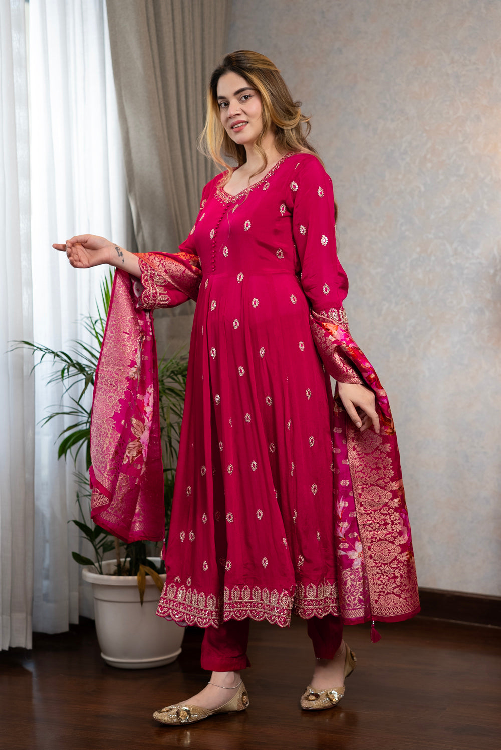 Fuchsia Anarkali Suit Set