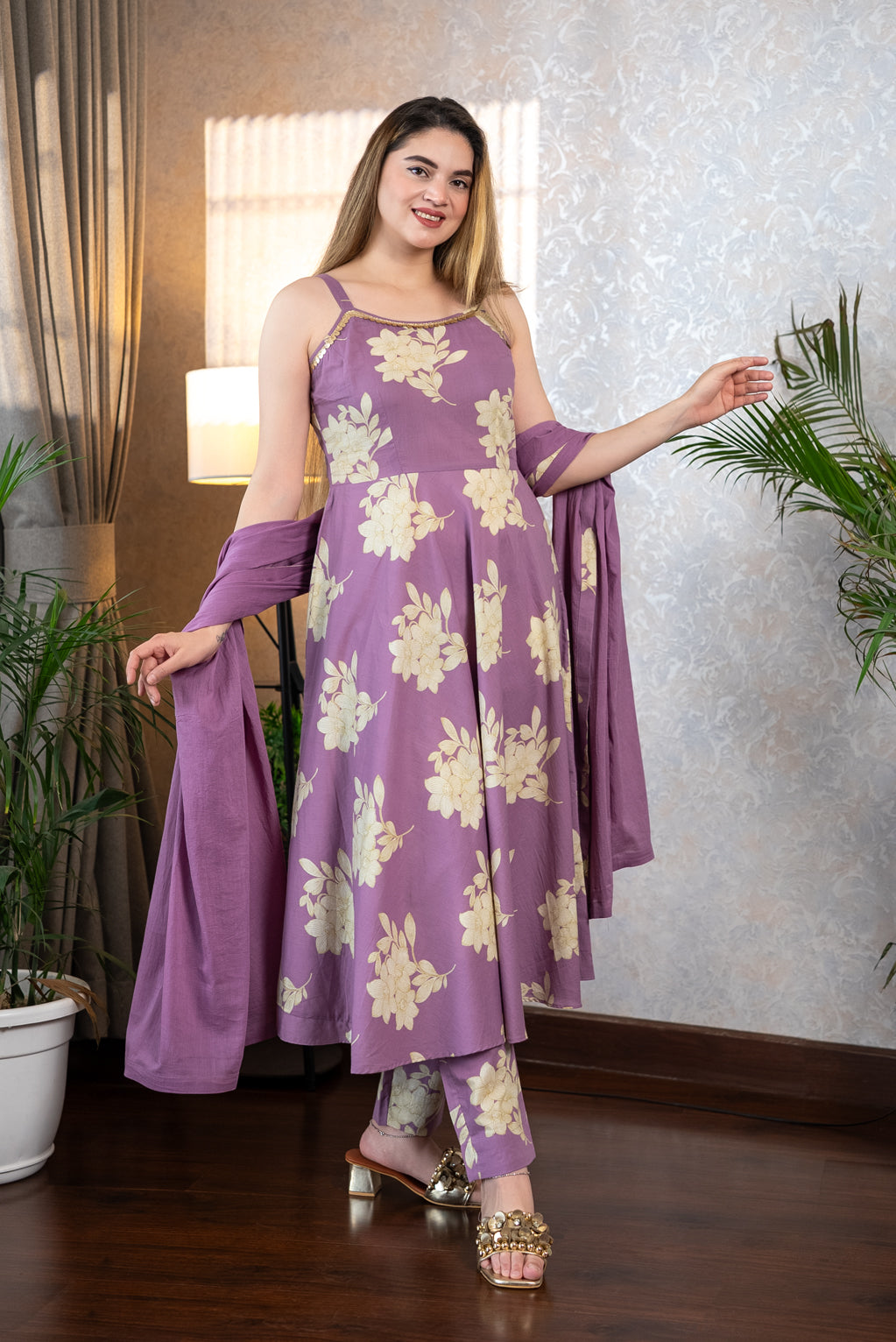 Lilac Anarkali Suit Set