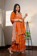 Orange Crepe Sharara Set
