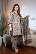 Farshi Salwar Chocolate Brown Print Suit Set