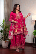 Red Crepe Sharara Set