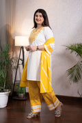 White & Yellow Embroidered Farshi Suit Set