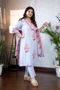 Sky Pure Cotton A Line Suit Set