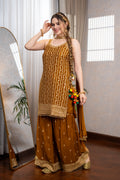 Gold Pearl Drop Sharara Suit Set