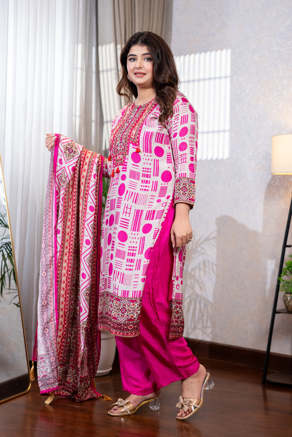 Pink Muslin Suit Set