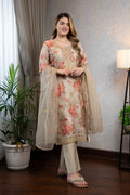 Beige Floral Kurta Set